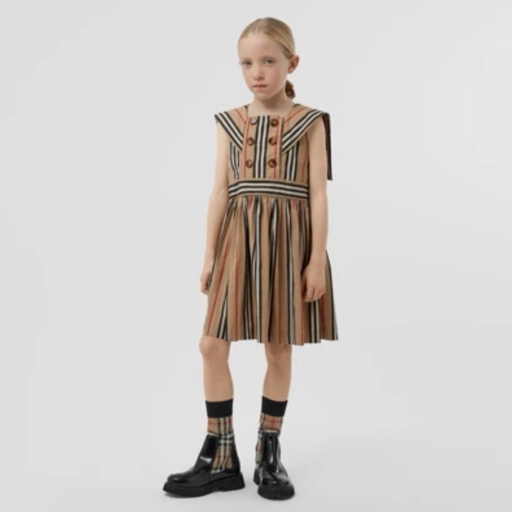 SOLD Burberry Orlie Icon striped cotton dress